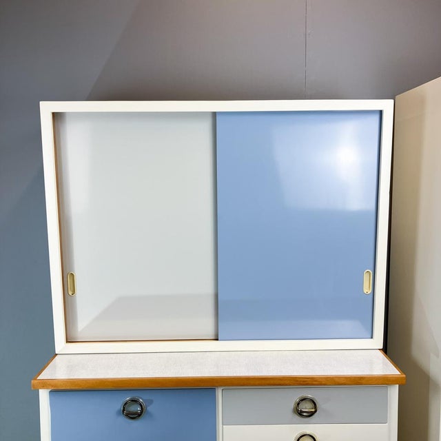 1960s Kitchen Cabinets with Blue-Grey Mottled Formica Top, 1960s, Set of 2 For Sale - Image 5 of 17