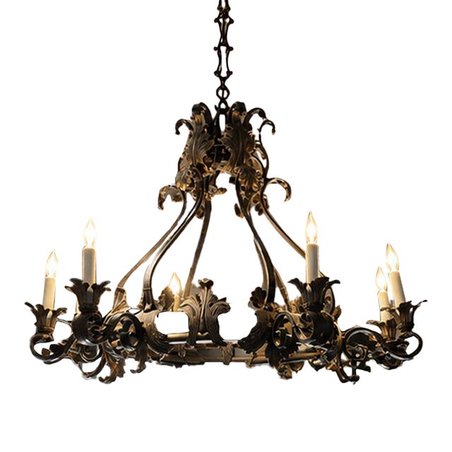 Naos Forge Hand-Forged Iron 8-Light Chandelier – Large Renaissance / Old World Style For Sale