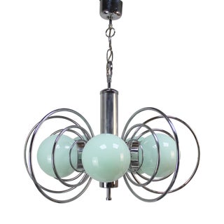 Vintage Lamp in Chromed Metal and Glass, 1960s For Sale