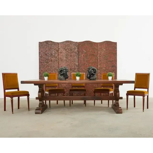 Extraordinary set of six mahogany dining chairs made in the grand Napoleonic Empire taste. The chairs feature beautifully...