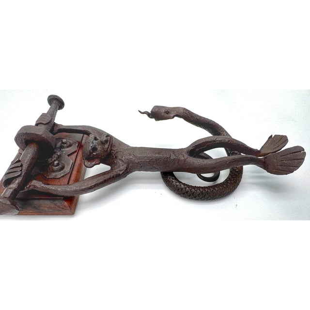 American Arts & Crafts, Monkey & Snake Wrought-Iron Door Knocker For Sale - Image 17 of 18