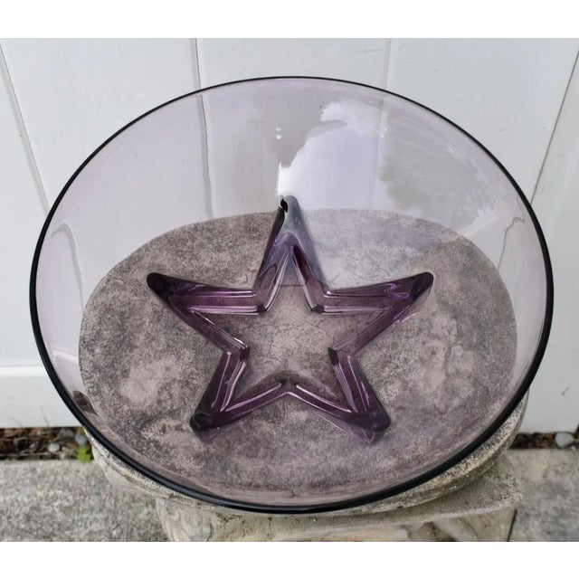Glass Vintage Heisey Glass Amethyst Colored Glass Bowl W/Star For Sale - Image 7 of 13