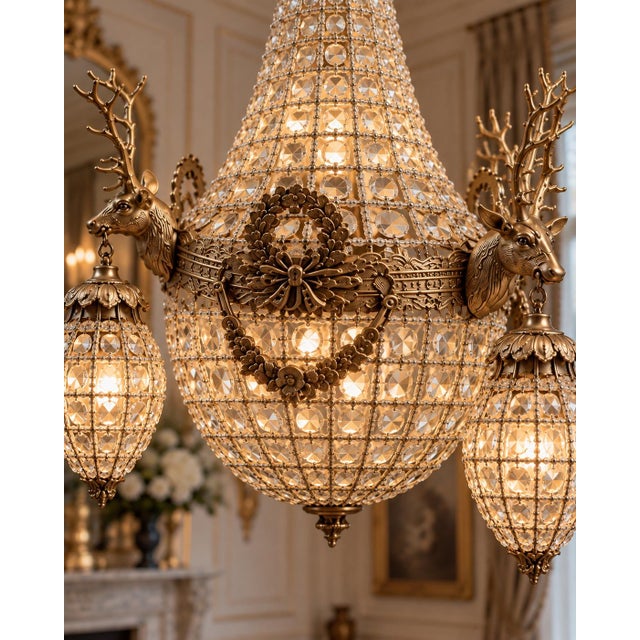 Late 20th Century French Artisan Louis XVI Gold Bronze Chandelier For Sale - Image 12 of 18