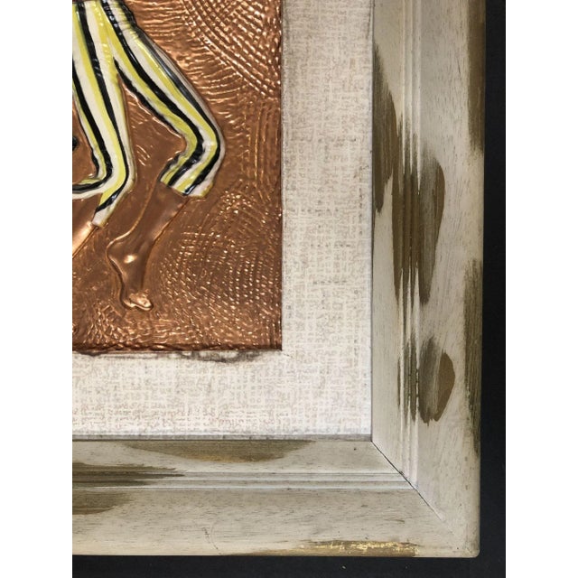 1950s Mid Century Ringmaster Copper Wall Sculpture in Wooden Frame For Sale - Image 5 of 5