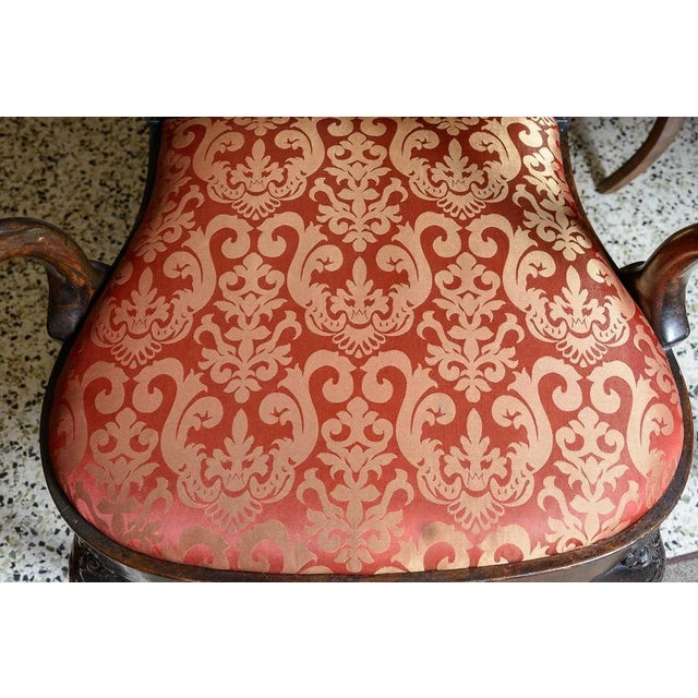 Early 20th Century European Painted and Carved Inlaid Armchairs a Pair For Sale - Image 5 of 10