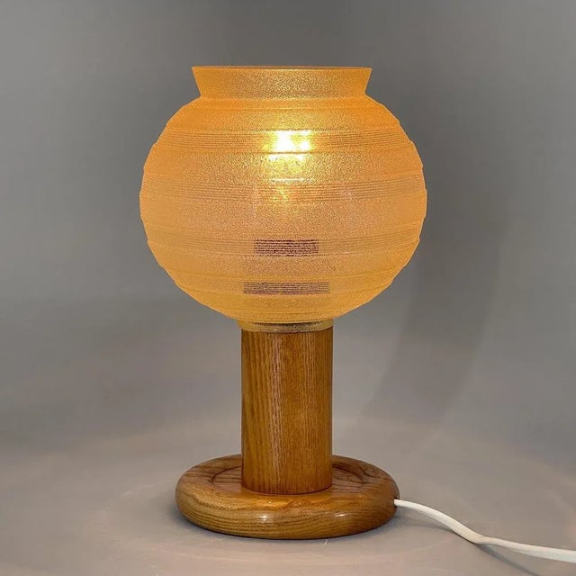 Mid-Century Wood & Glass Table Lamp, 1970s For Sale - Image 3 of 10