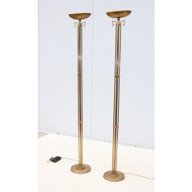 1980's Italian Torchiere Brass Floor Lamps For Sale - Image 16 of 18