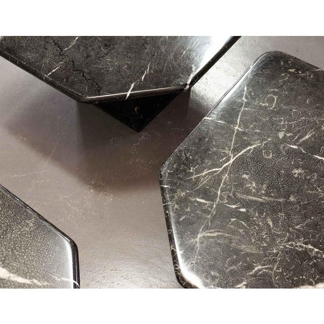 Black Carrara Marble Side Tables with Oblique Angles, Italy, 1970s, Set of 3 For Sale - Image 9 of 15