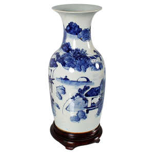 Asian Blue and White Porcelain Vase, 1880