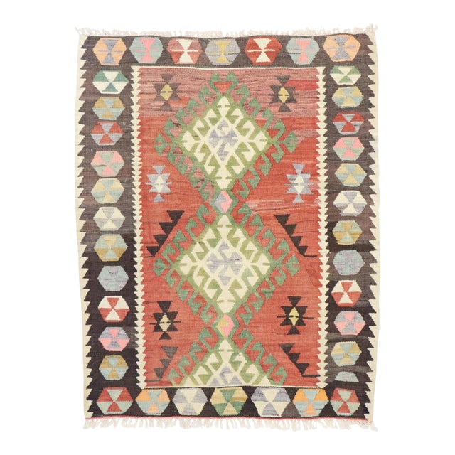 Vintage Persian Shiraz Kilim Rug - 03'00 X 03'09 For Sale