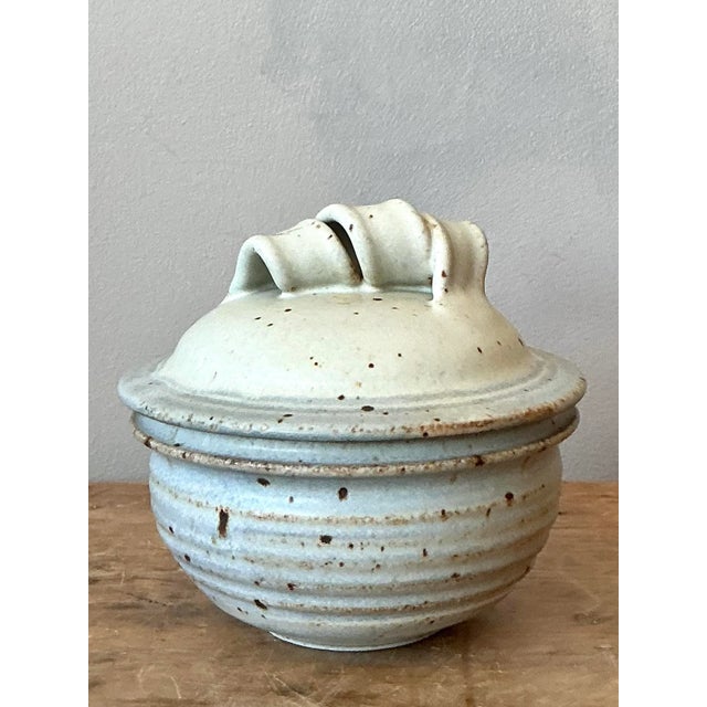 Alabaster Vintage Boho Studio Pottery Lidded Bowl For Sale - Image 8 of 8