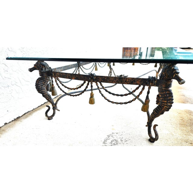 Vintage Patinated Seahorse & Starfish Coffee Table For Sale - Image 4 of 10
