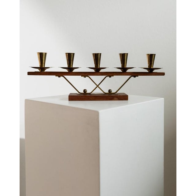 Vintage Candleholder in Wood and Brass, 1970s For Sale - Image 12 of 13
