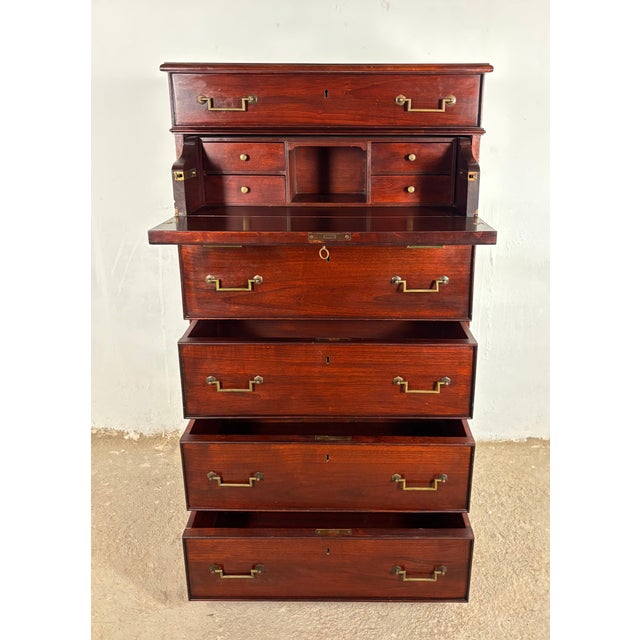Mahogany Secretaire Chest of Drawers, Mid 20th Century For Sale - Image 12 of 16