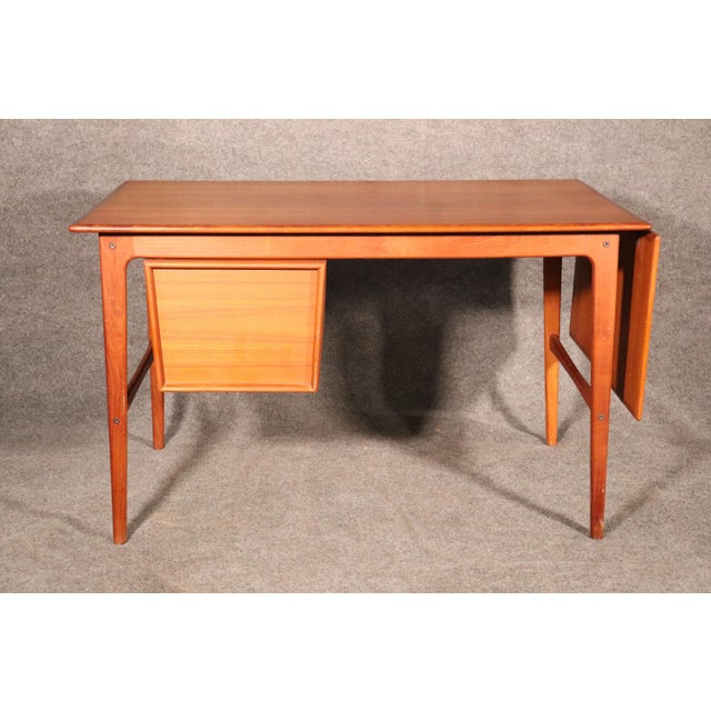 Wood Mid 20th Century Danish Extending Desk For Sale - Image 7 of 9