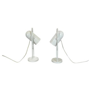 White Metal Table Lights by Rolf Krüger for Heinz Neuhaus Leuchten, 1970s, Set of 2 For Sale
