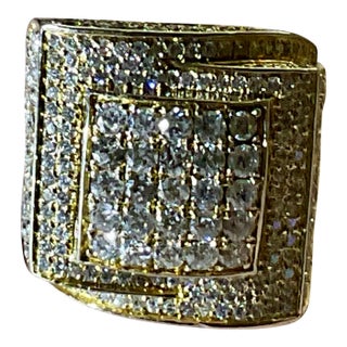 14k Yellow Gold Diamond Cocktail Ring For Sale