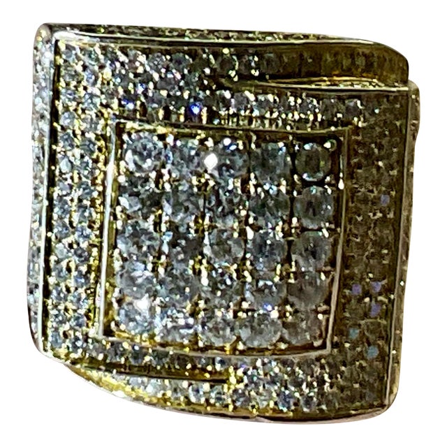 14k Yellow Gold Diamond Cocktail Ring For Sale