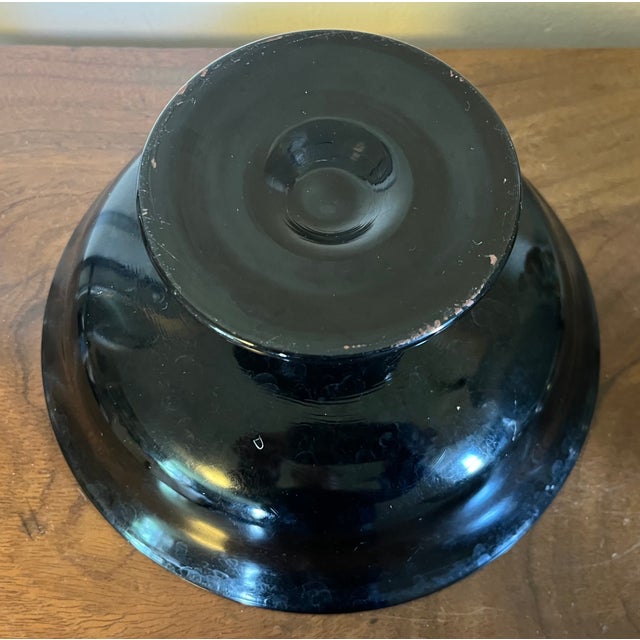Antique Early 20th Century Black Amethyst Glass Footed Fruit Bowl or Centerpiece Tazza For Sale - Image 9 of 12