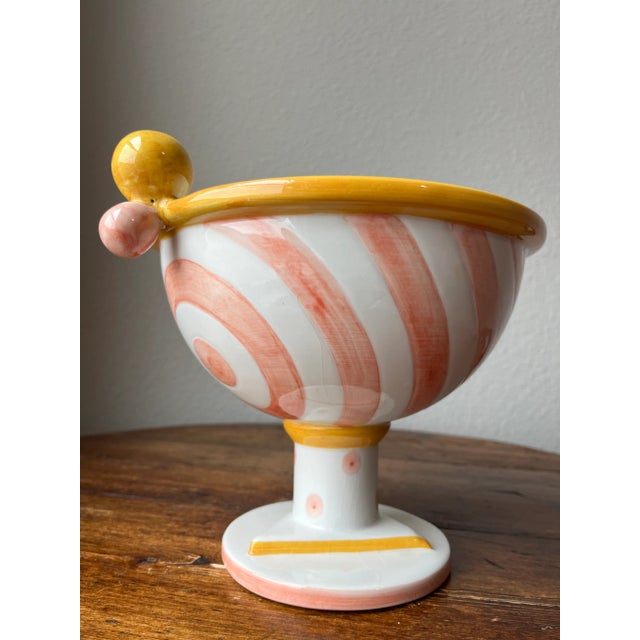 1980s 1980s Dalla Gassa, Mario Nove, Italy Ceramic Pedestal Bowl For Sale - Image 5 of 10