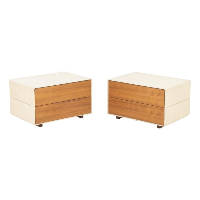 Poltrona Frau Leather Wrapped End Tables, Pair For Sale