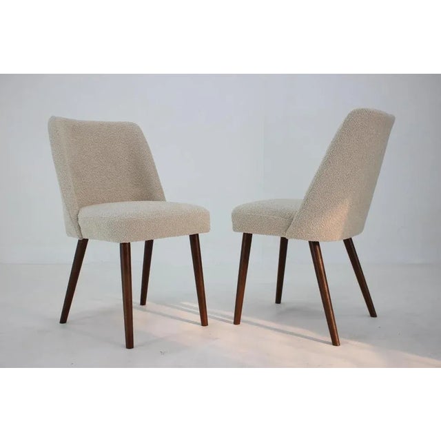 - Made in Czechoslovakia -Newly upholstered - Measures: height of seat 47 cm. - Cream white color.