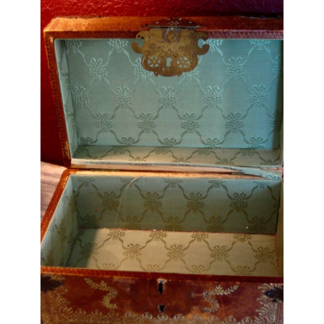 1800s Spanish Leather Box For Sale - Image 9 of 13