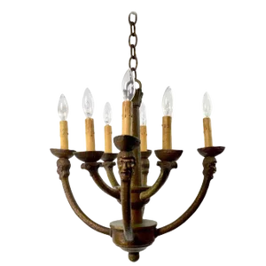 Eight-Light Greco Roman Revival Arts & Crafts Chandelier