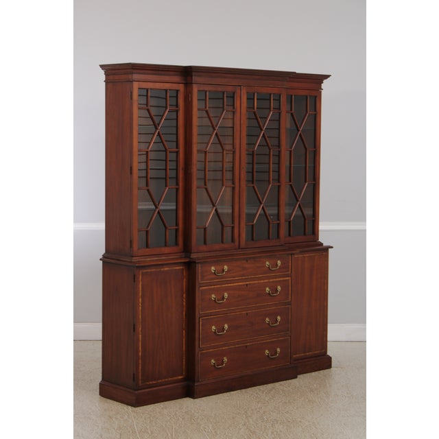 Traditional Henkel Harris Cherry 2 Piece London Breakfront For Sale - Image 3 of 18