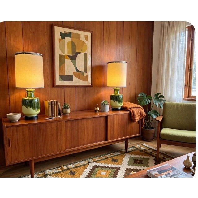 Vintage Mid Century Modern 1960s Drip Glazed Ceramic Table Lamps For Sale - Image 12 of 12
