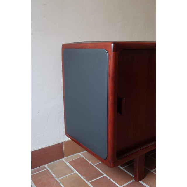 Teak Sideboard with Sliding Doors and Black Vinyl Top, 1970s For Sale - Image 14 of 18