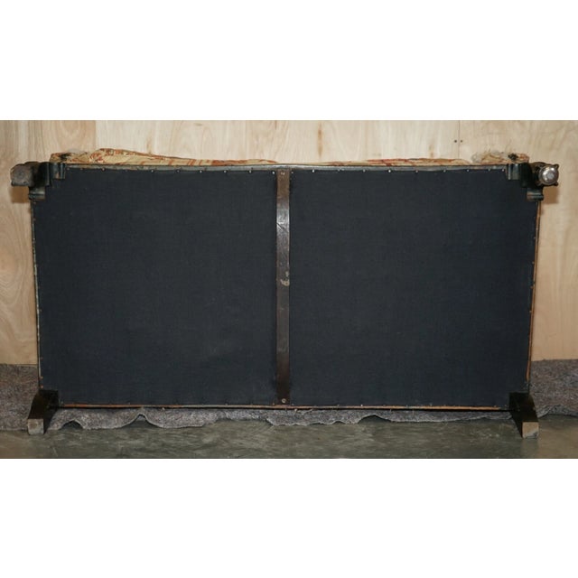 Rare Circa 1880 Howard & Sons Aesthetic Movement Chinoiserie Two-Seat Sofa With Claw & Ball Feet For Sale - Image 9 of 12