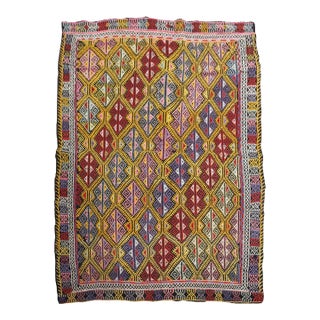1970s Vintage Handmade Wool Cotton Turkish Yellow Gold Runner Rug For Sale
