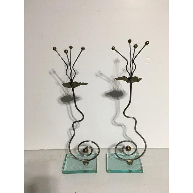 Light Gray Pair of 1990s Artist Designed Candlesticks- a Pair For Sale - Image 8 of 8