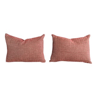 Custom Decorator Chenille Chevron Missoni Style Lumbar Pillows- A Pair For Sale