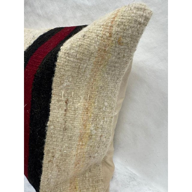 Contemporary Turkish Hemp Pillow Cushion Natural Beige Black Burgundy Pillow Cushion Cover 16" x 24" For Sale - Image 3 of 4