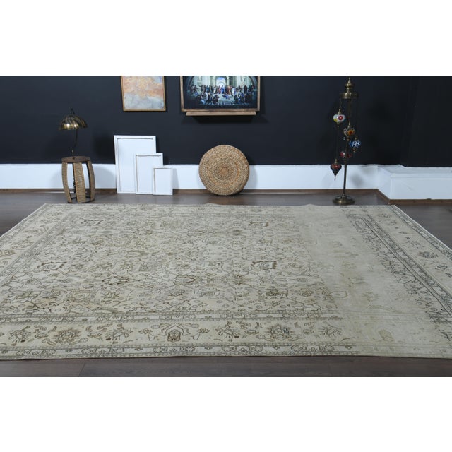 1970s Vintage Persian Handmade Wool Cotton Brown Area Rug For Sale - Image 10 of 11