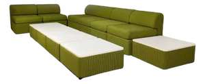 Vintage Bohemian Modular Sofa & Side Tables, 1970s, Set of 12