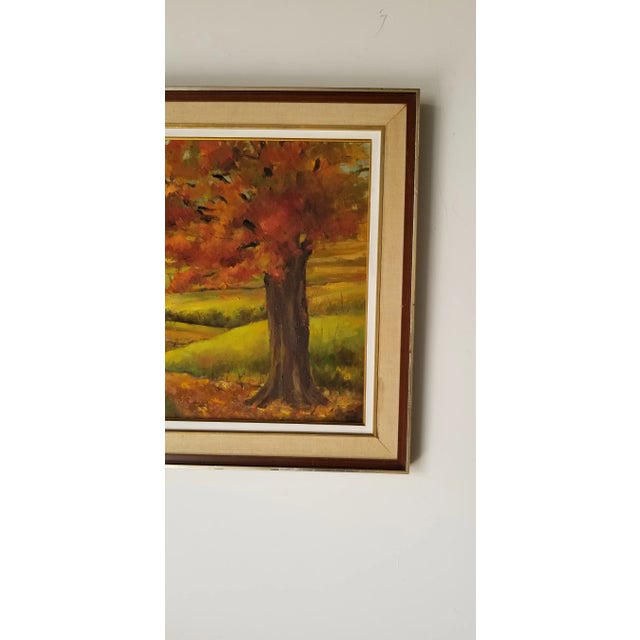 70's Vintage Rural Homestead Landscape Oil Painting For Sale - Image 9 of 12