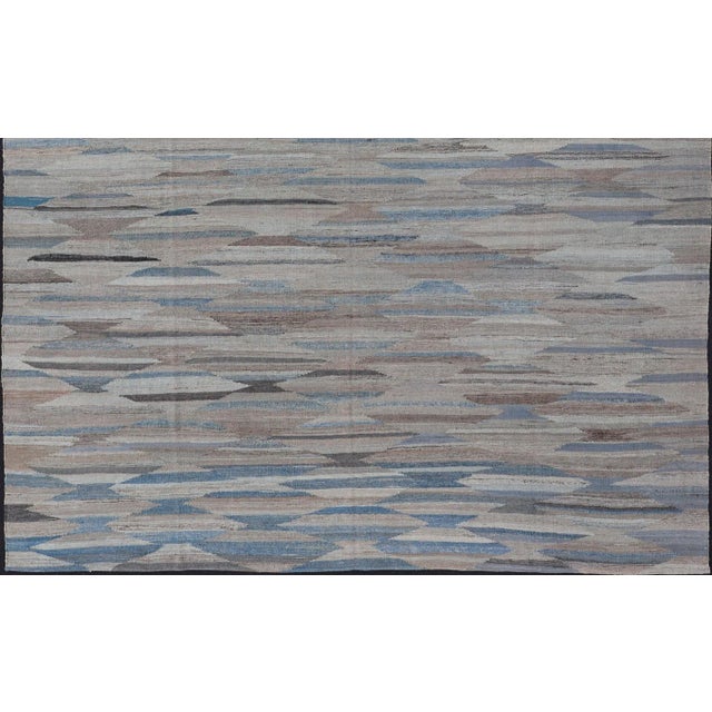 Hand Woven Diamond Modern Kilim Geometric by Keivan Woven Arts 8'10 X 11'10 For Sale - Image 10 of 13