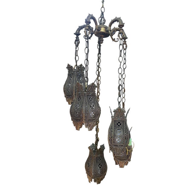 Vintage 1960s Hollywood Regency Swag Light 5 Tier Hanging Lamp For Sale