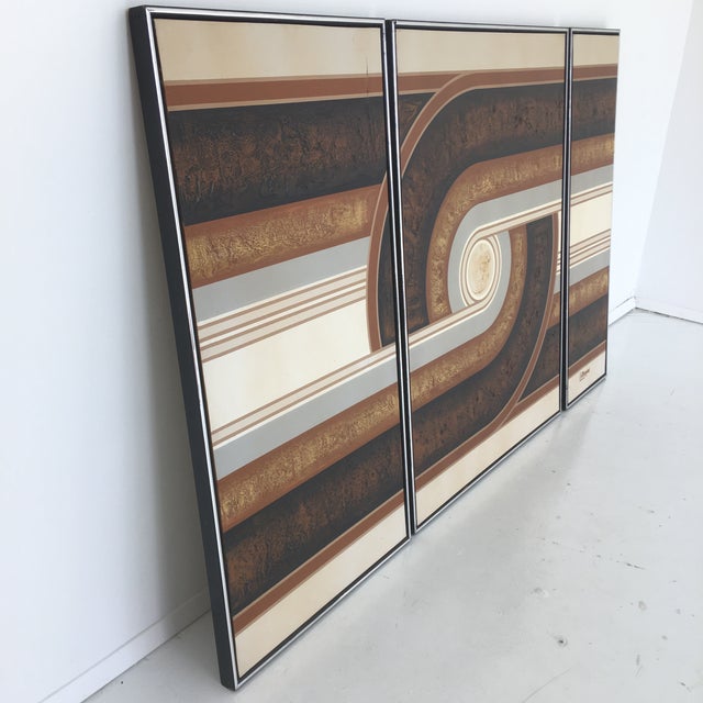 1970s Letterman Abstract Triptych Paintings Set of 3 Chairish