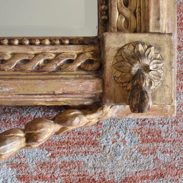 Italian Giltwood Neoclassical Mirror With Laurel Crest For Sale - Image 4 of 12