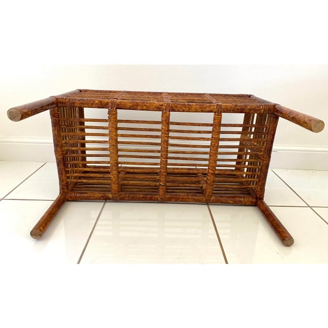 Large Vintage Scorched Burnt Bamboo Plant Stand For Sale - Image 10 of 12