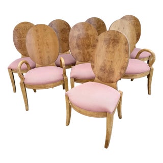 French Provincial Omni Collection Burlwood Dining Chairs by Century Furniture - Set of 8 For Sale