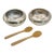 Silver-Plated Sugar Bowls With Carved Horn Spoons Engraved "K"- Pair For Sale