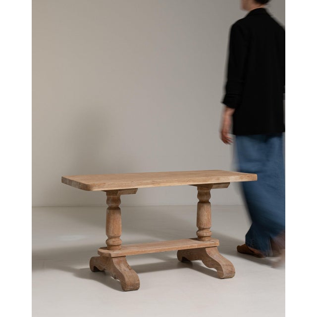 Antique White 1970-1979 France Weathered Whitewash Cerused Oak Console For Sale - Image 8 of 10