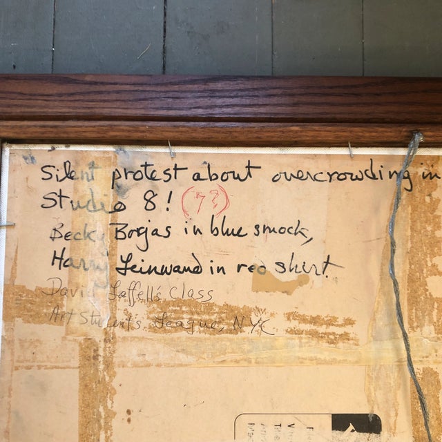 1970s Vintage Mid Century Modern Art Students League Ny Original Painting " Silent Protest About Overcrowding in Studio 8!" For Sale - Image 5 of 7