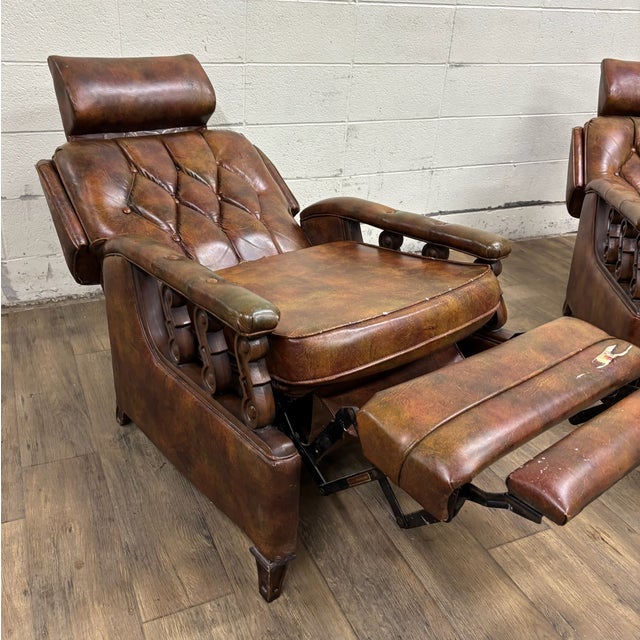 Vintage Stratalounger Tufted Vinyl Recliners - Pair For Sale - Image 14 of 18