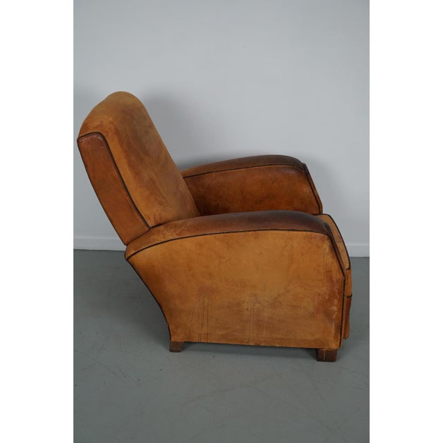 Brown Vintage French Cognac-Colored Leather Club Chair, 1950s For Sale - Image 8 of 18